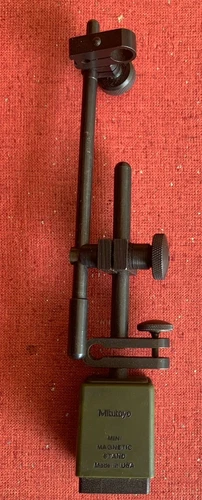 Vg Used USA Made Mitutoyo Dial Indicator Mini Magnetic Stand With Pivoting Arms