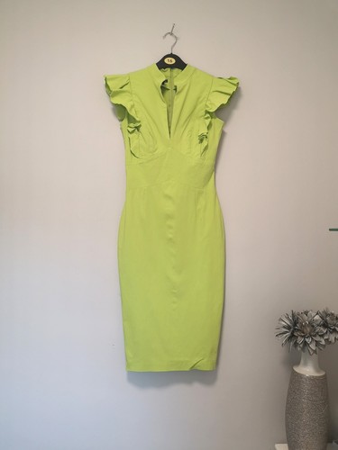 Bright Lime Green Bodycon Wiggle Pencil Dress | Hybrid | Size 10 *PLEASE READ* - Picture 11 of 15