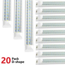 8FT T8 Garage Ceiling LED Shop Light Fixtures 120W D-shaped Linkable 6000K 20Pcs
