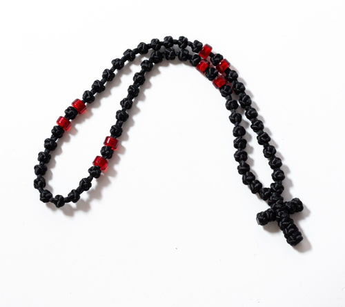 50 nœuds noir rouge komboskini Jésus-Christ corde de prière chotki orthodoxe oriental