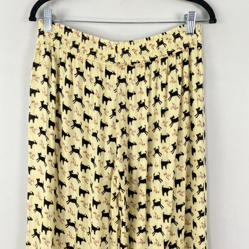 Natural Life Dog Print Boho Pull On Pants Size Large Wide Leg Rayon Floral - Picture 5 of 10