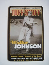 Tuff Stuff Walter Johnson Phone calling card Telecard #5 Legends Of The Game MLB
