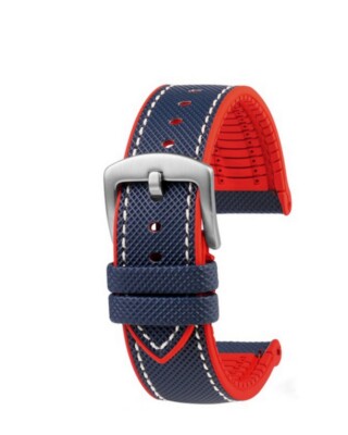 Premium Sport Uhrenarmband Modell Isidor blau-rot 24 mm