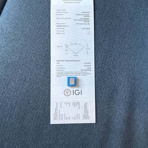 Radiant Cut 4,04 Karat Labordiamant E SI1 Qualität Top Schliff IGI zertifiziert