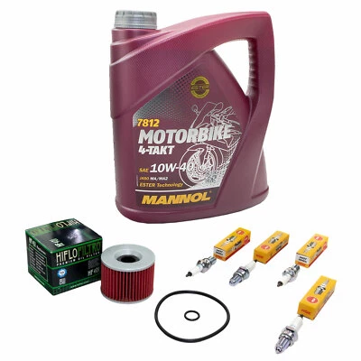 NO-NAME Inspektionspaket 4L Öl für Kawasaki ZR 7 ZR7 S ZR750F 99-04 Ölfilter+Zündkerzen