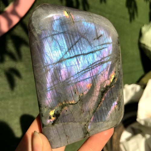 590G Natural Purple Labradorite Quartz Freeform Crystal Mineral specimen Healing