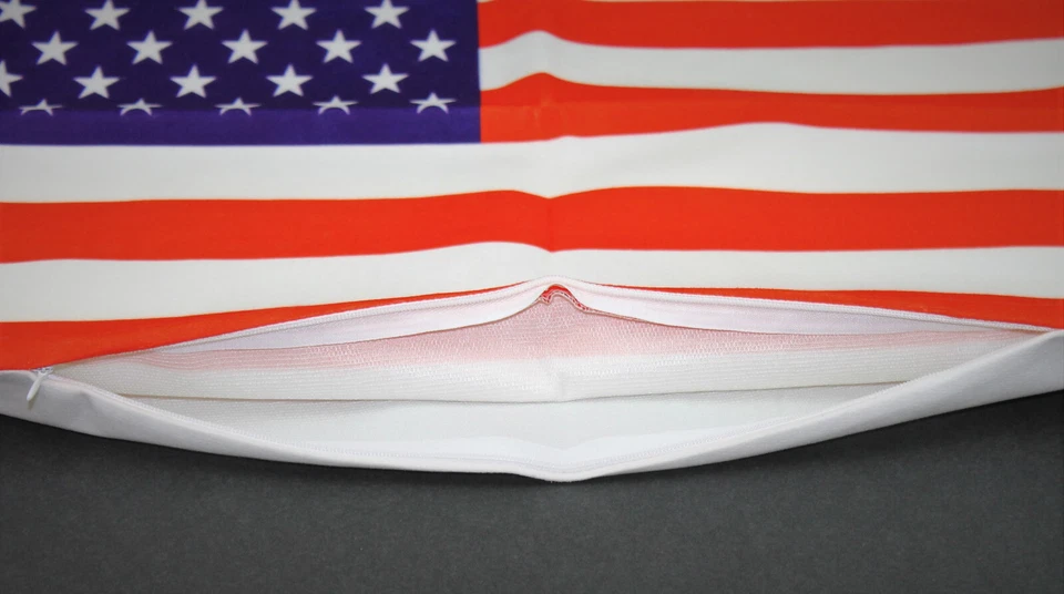 Pillow Cover Sham Stars Stripes USA American Flag Red White Blue Zip Close 17" - Image 3 of 4