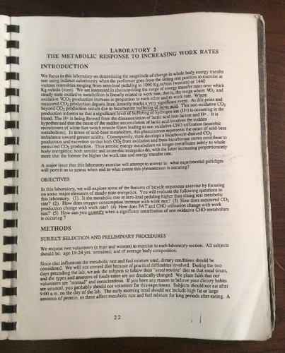 Manual Of Laboratory Experiments In Exercise Physiology For PE 101L UC Davis - Picture 7 of 12