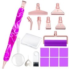 Ergonomic Diamond Painting Art Drill Bead Dot Pen Kit with Purple-Rose Metal