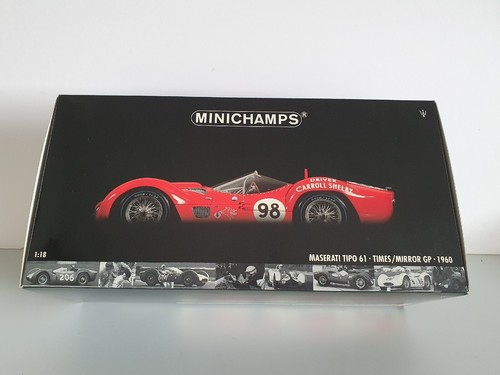 Minichamps Maserati Tipo 61 Driver Carroll Shelby GP 1960 Modello Veicolo 1:18 - Foto 21 di 24