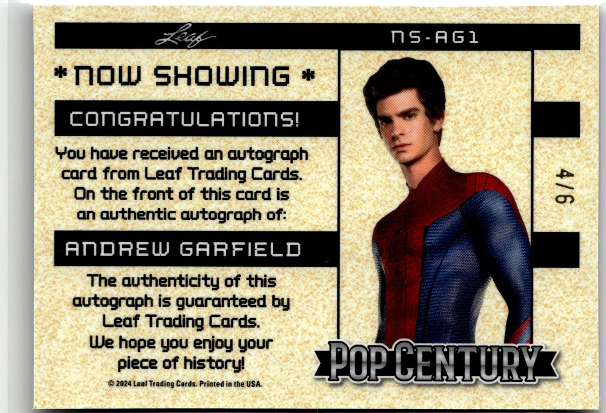 アンドリューガーフィールド 直筆サイン MARVEL LEAF マーベル 2024 Leaf Pop Century Andrew Garfield アンドリュー
