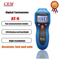 CEM AT-6 Digital Engine Tachometer Non-contact RPM TOT Measurement LCD Display✦K