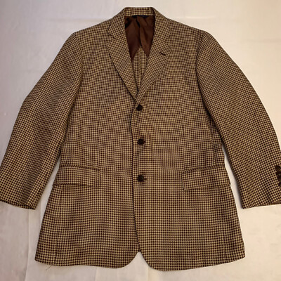 Brooks Brothers Blazer Mens 40R Houndstooth  Baird McNutt Linen 1818 Regent New