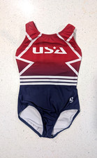 OLYMPIC PATRIOTIC Kbee Gymnastics Dance Leotard 11/12 CL USA Competition Team