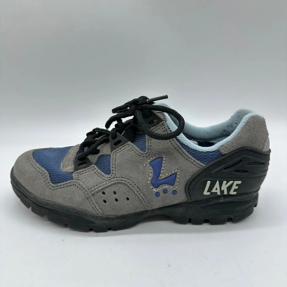 Zapatos de ciclismo Lake para mujer talla 6,5-7 gris azul con cordones malla parte superior baja Foto 3 de 4