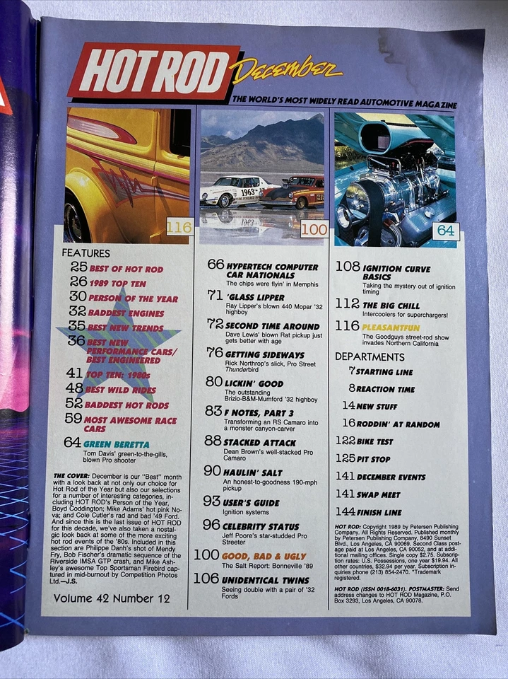 1989 December Hot Rod Magazine Dave Lewis’ Blown Rat Pickup For The Ages (CP305) - Image 2 of 3