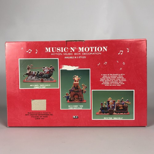 Vintage Holz Weihnachten animiert musikalisch WEIHNACHTSMANN IM SCHLITTEN Tischplatte Dekoration - Bild 13 von 13