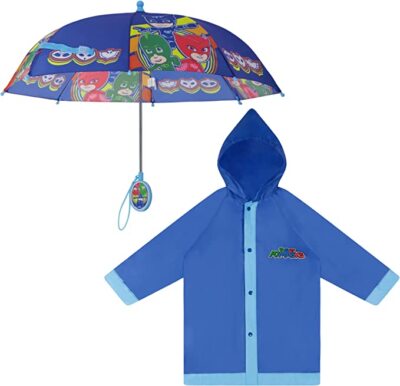 Hasbro PJ Masks Kids Umbrella with Matching Rain Poncho for