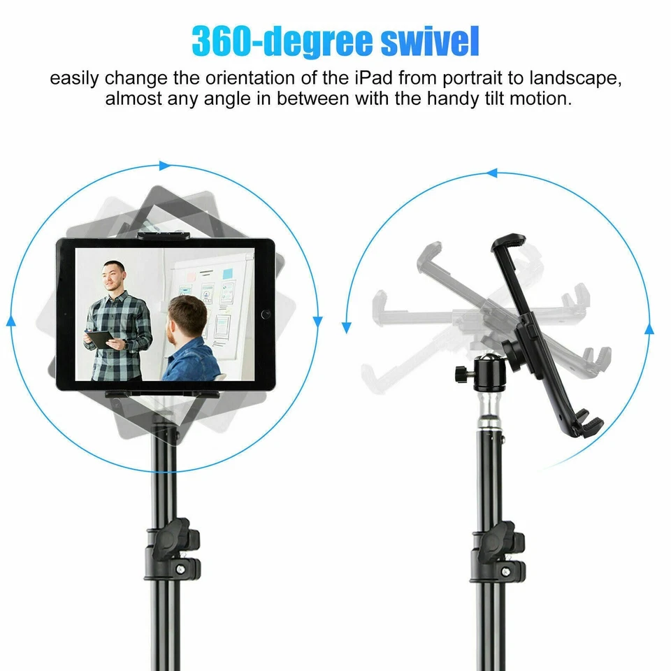 Adjustable Tripod Stand Holder Bracket For iPad 1 2 3 7"-11" Tablet FLOOR MOUNT - Image 4 of 4