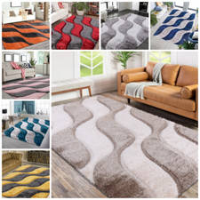 Fluffy Shaggy Area Rug Bedroom Living Room Carpet with Non-Slip Soft Runner Mat.