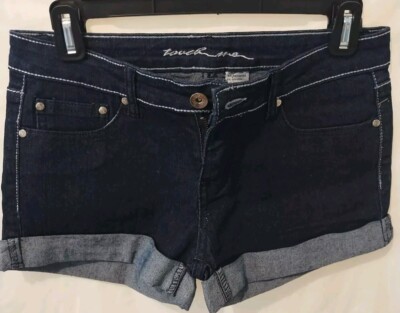 WOMEN'S TOUCH ME DARK WASH LOW RISE ROLL CUFF STITCH DENIM/ JEAN SHORTS SIZE 5