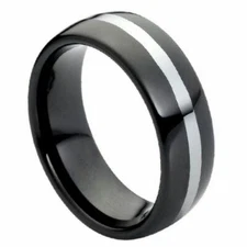 Free personalized Tungsten Carbide 8mm High Polished Black IP Plated Shiny Ring