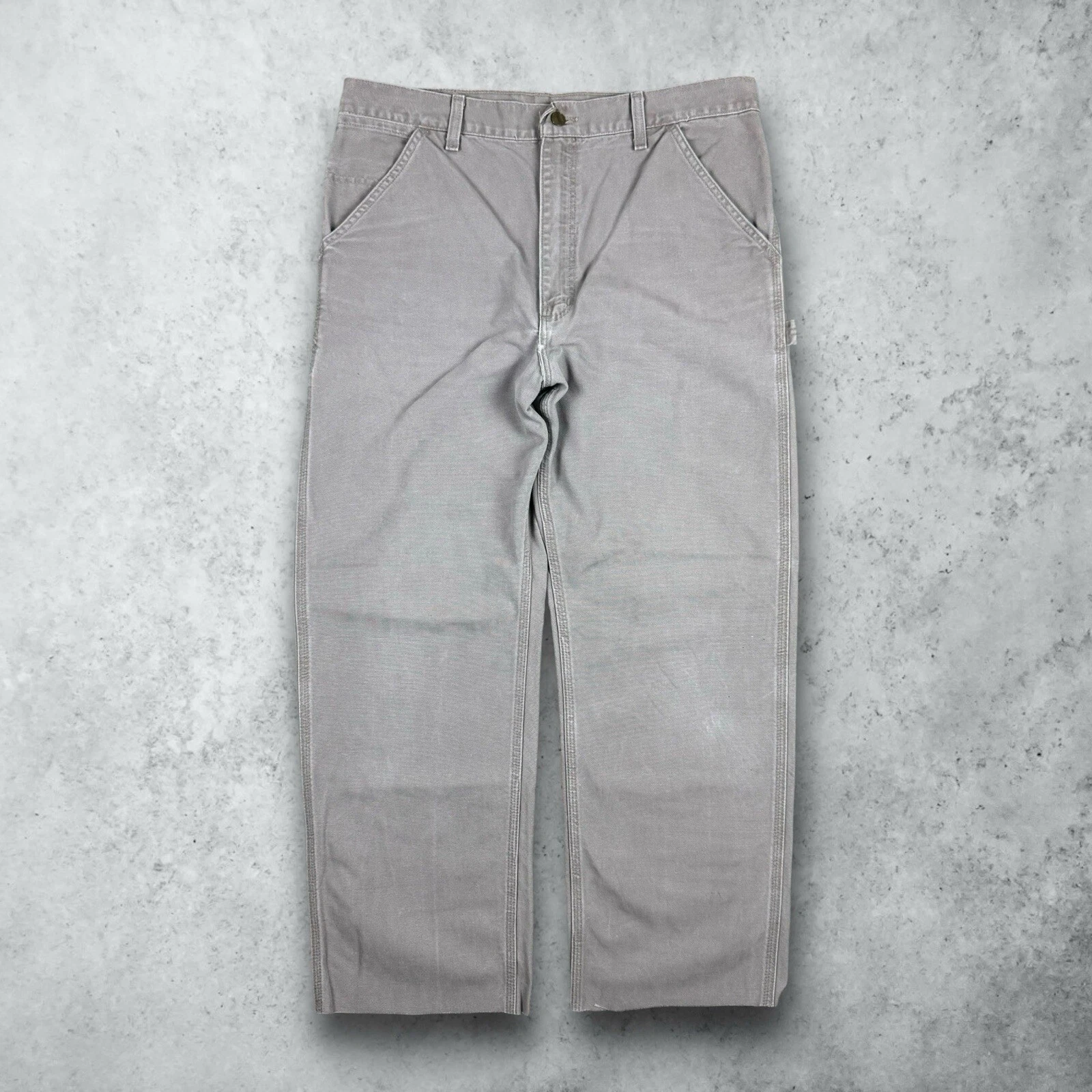 Salopette vintage Carhartt travail toile menuisier pantalon gris homme taille 36x28