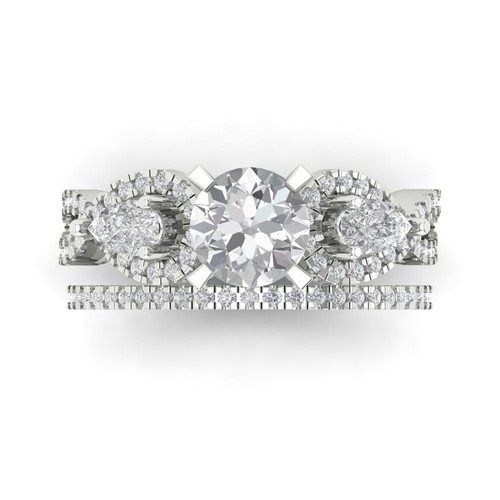 1.925 tcw Round Cut Bridal Anniversary Ring for Women, 14K White Gold Clear