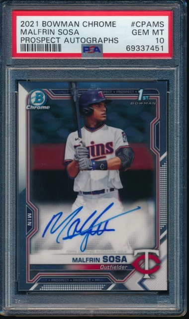 PSA 10 MALFRIN SOSA AUTO 1st 2021 Bowman Chrome Prospects Autograph RC GEM MINT