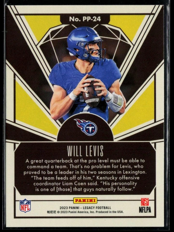 2023 Panini Legacy Prized Prospects #PP-24 Will Levis RC - Image 2 of 2