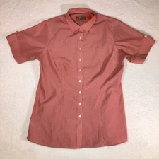 Chick-Fil-A Women’s Size L Button Short Sleeve Red Gingham Uniform Shirt *FLAW*