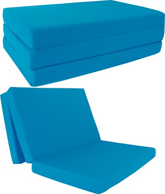 Full Shikibuton Trifold Foam Beds, Foldable Mat, Cushion Seats 4x54x75 Turquoise