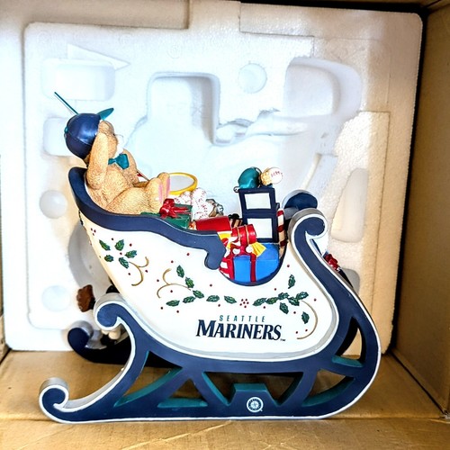 Danbury Mint Seattle Mariner Christmas Statue Santa Sleigh In Box 9" - Picture 10 of 10