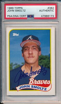 John Smoltz Rookie Atlanta Braves #382 Auto Signed Topps Card