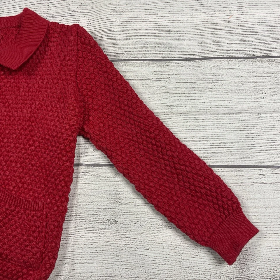 Cárdigan tejido palomitas de maíz cuello rojo vacaciones Feltman Brothers abotonado 6 meses Foto 4 de 4