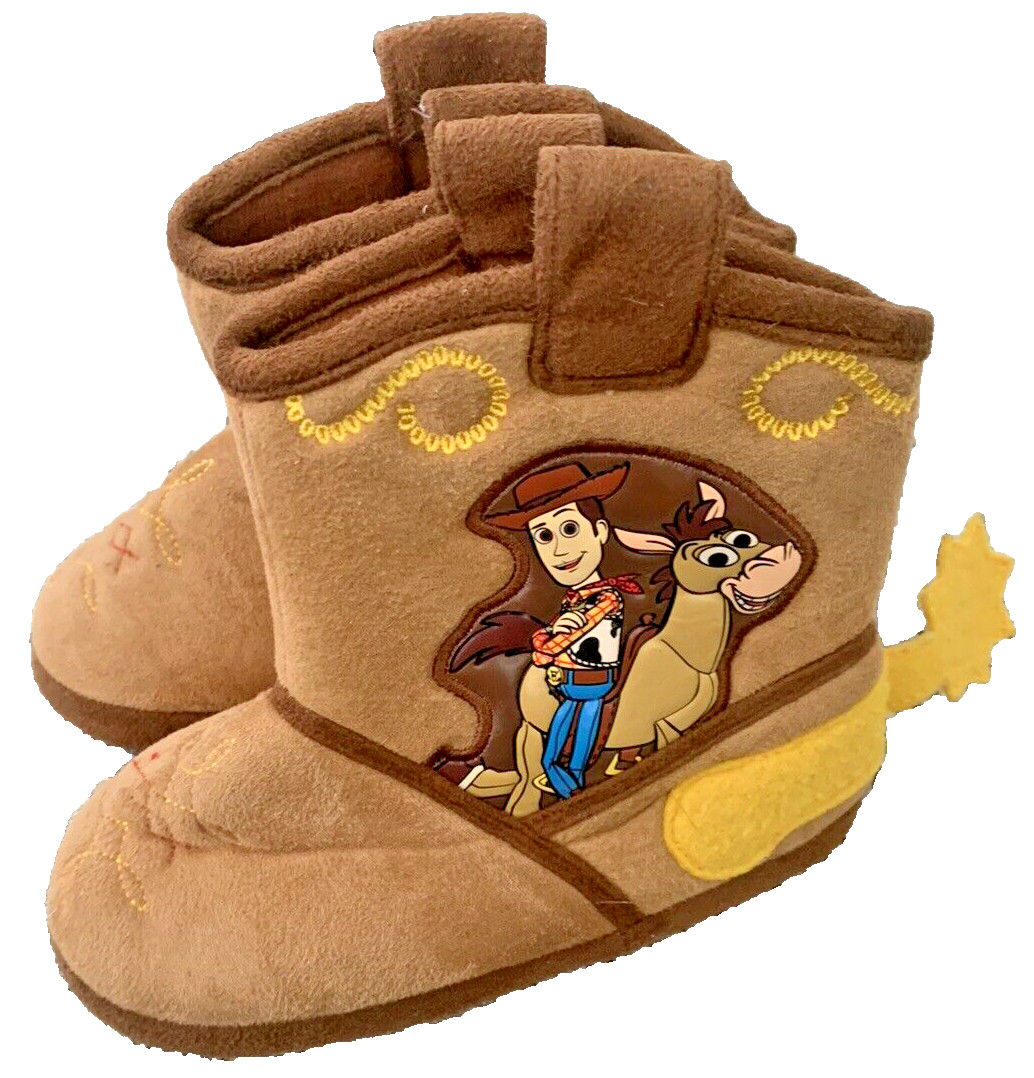 Toy Story Cowboy Boot Slippers Soft Disney Bullseye & Woody Toddlers Kids 9-10