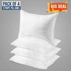 Egyptian Hotel Quality Stripe Pillows Luxury Soft Hollowfibre Filled Pack Of 4