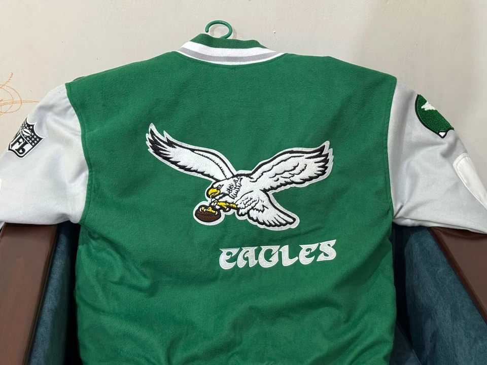 Chaqueta Universitaria Mitchell Ness Philadelphia Eagles NUEVA CON ETIQUETAS Princesa Diana Talla: PEQUEÑA Foto 3 de 4