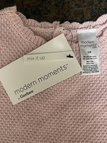 Modern Moments By Gerber Baby Girl Sweater Knit Romper 12M Pink Free Shipping - Picture 4 of 7