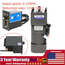 110V Single-Phase AC Gear Motor With Speed Controller 1:50 0-27RPM Gear Motor