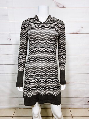 prAna Womens Hooded Sweater Dress Size S Gray Chevron Long Sleeve | eBay