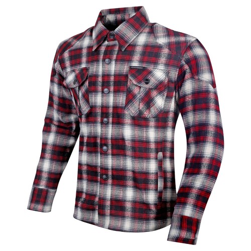 Mens Biker Motorcycle Flannel Lumberjack Shirt Jacket Made with Kevlar CE Armour - Picture 2 of 12