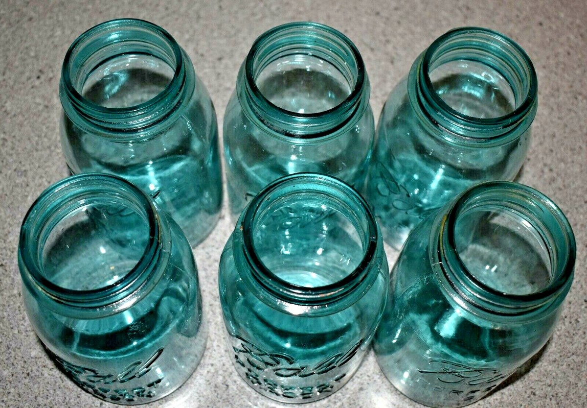 Vintage BLUE BALL MASON JARS - Set of 6 - QUART Jars (7) | eBay