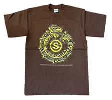 Streetwise Aztec Circle Men's T-Shirt Brown Gold Mexico Cotton Graphic Tee