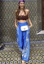 NWT ZARA WOMAN SS24 SATIN EFFECT PRINTED PANTS HIGH WAIST BLUE 2864/176 Size M