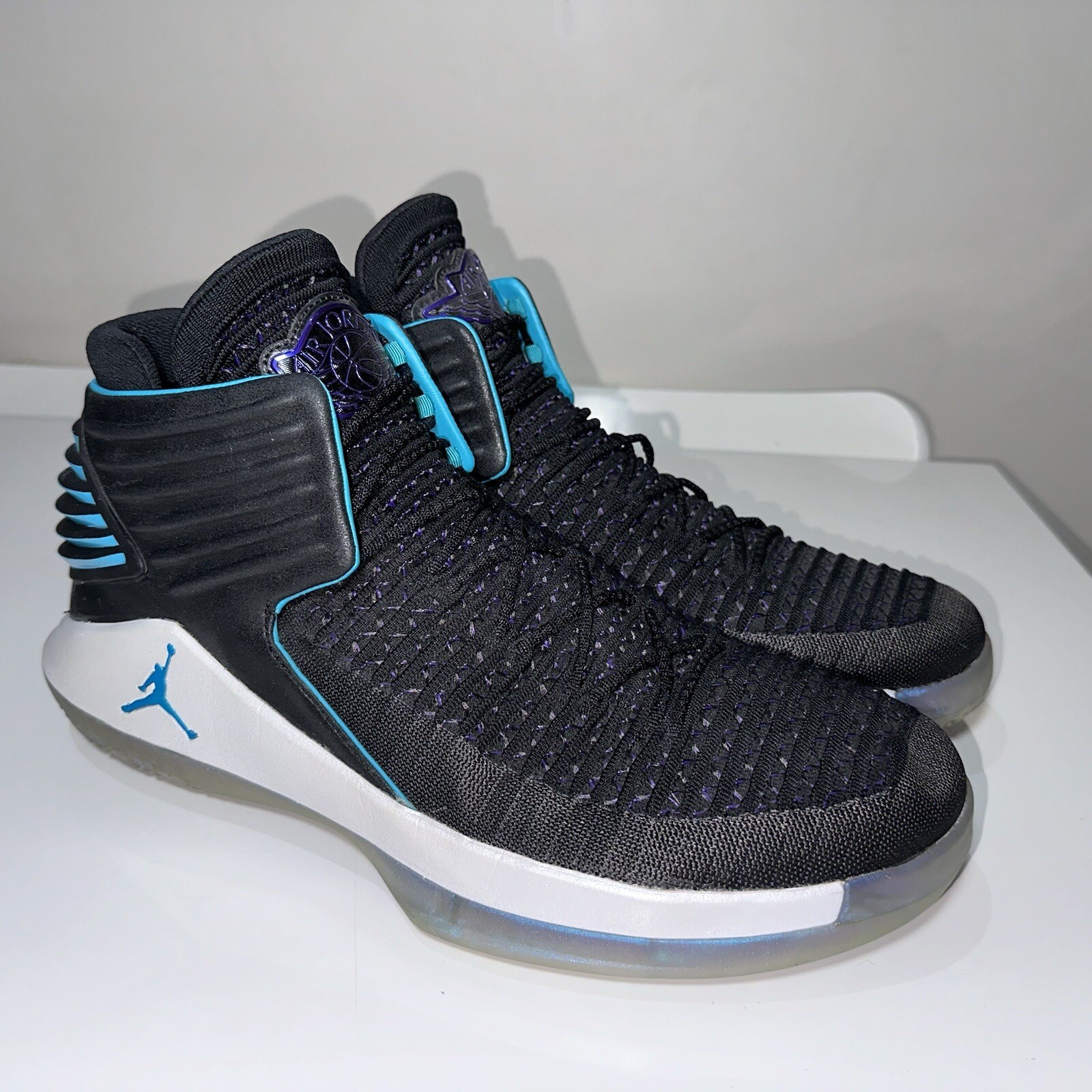 Near New NIKE Air Jordan XXXII 32 Black Teal Sneakers Size US 14 #36621 thumbnail 3