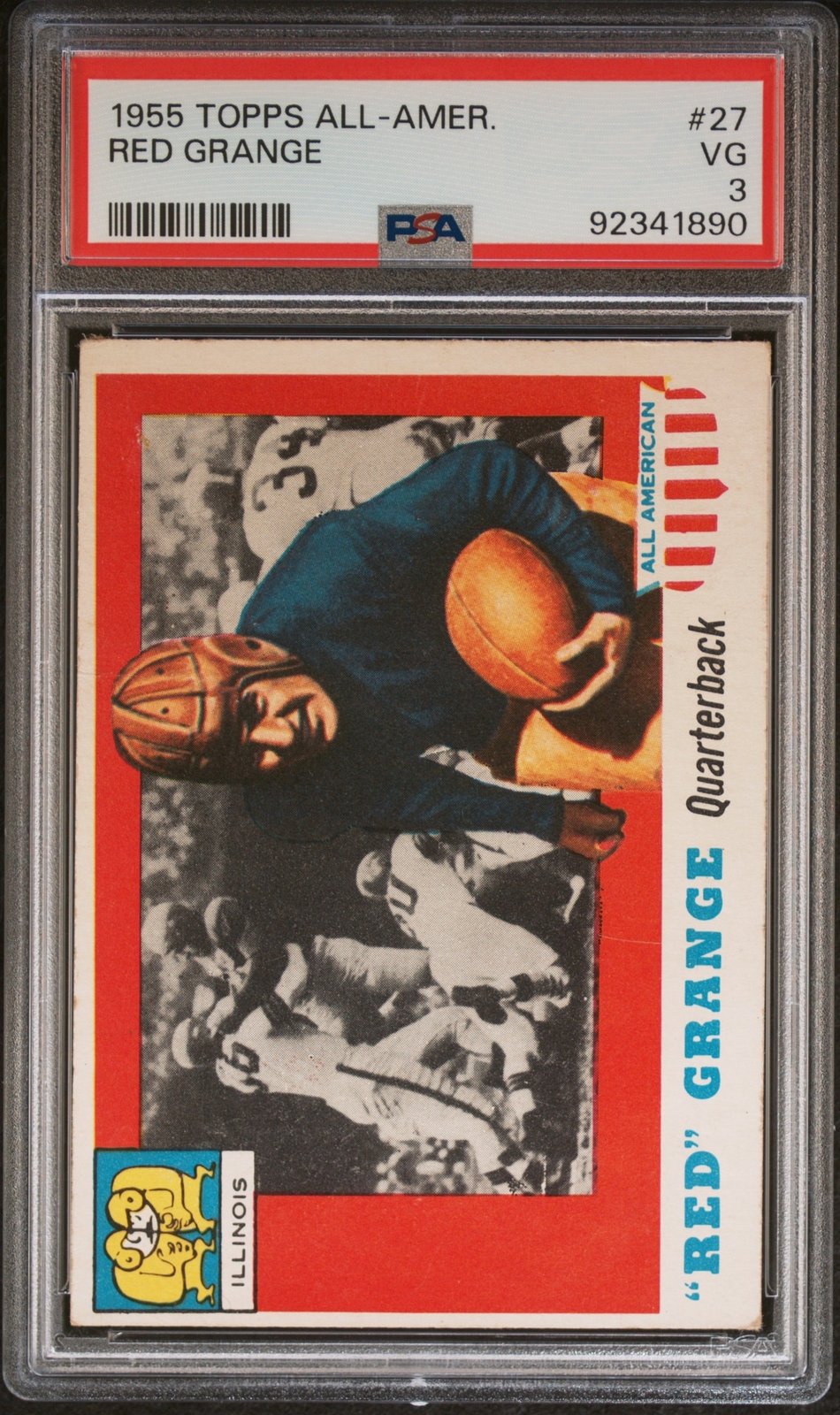 1955 Topps All-Amer. 27 Red Grange HOF PSA 3 !!
