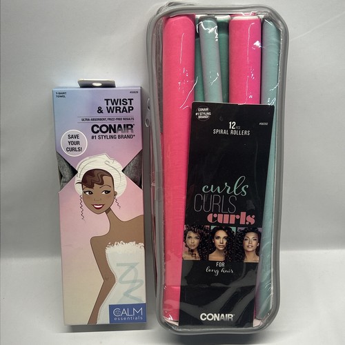 Spiral Rollers Conair 12 Pieces Curls For Long Hair & Twist & Wrap Towel - Picture 2 of 19