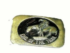 Vintage End of the Trail Belt Buckle USED Native on Horse  Brass Western Style