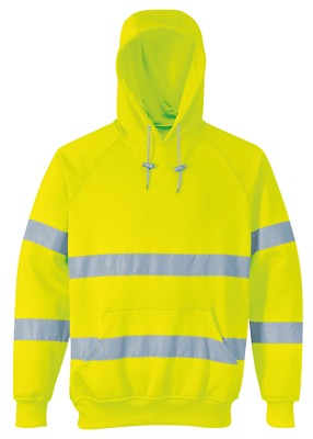 Alta Visibilità Cappuccio Zip Felpa con Sicurezza Nastro Riflettente Pullover